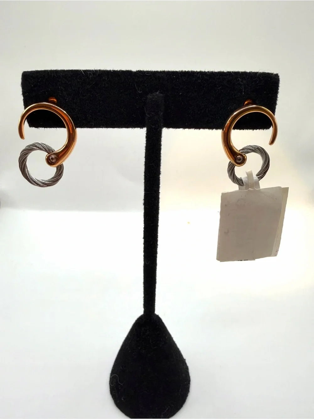 Charriol Two-Tone Rose Gold and Silver Circle Drop Earrings